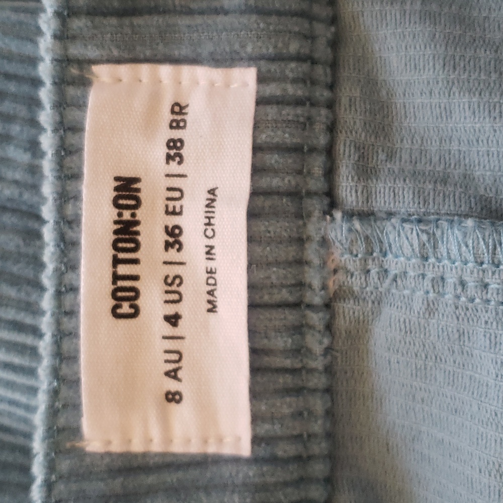 COTTON ON Sky Blue Corduroy Cargo Skirt • Utility Mini • 29” Waist • SIZE 4 - Picture 13 of 14
